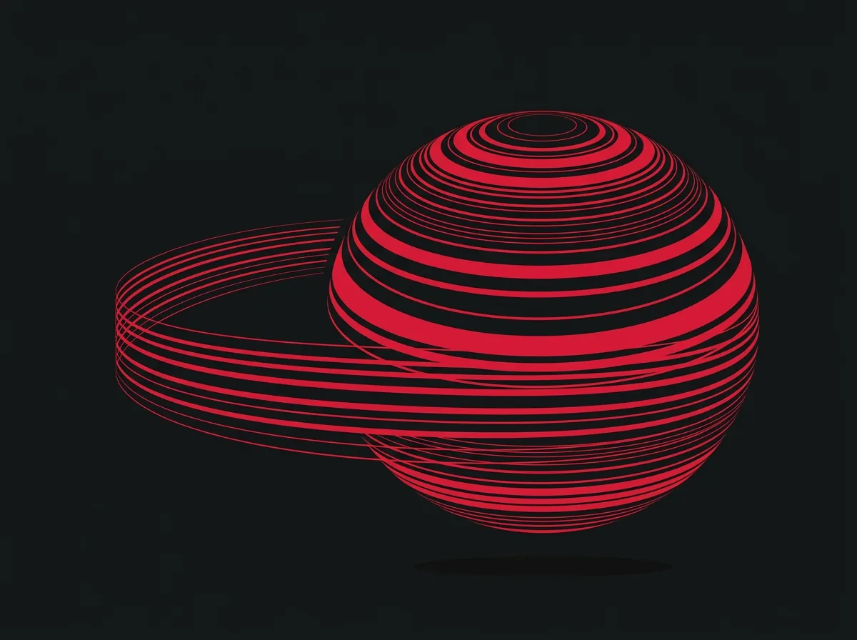 Abstract orbital sphere in Orbisom red